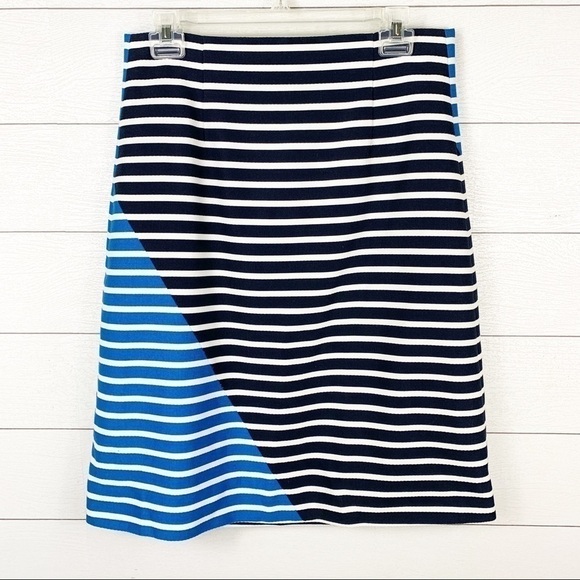 𝅺J Crew Striped Colorblock A Line Skirt Cotton - Picture 2 of 7